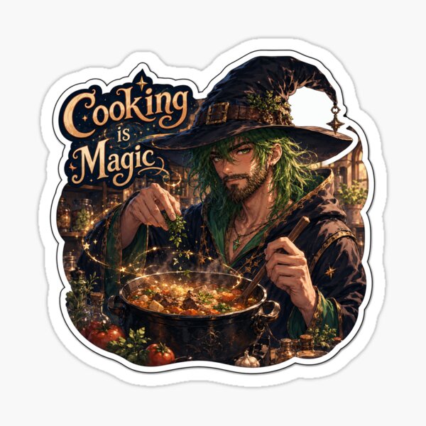 Cooking Is Magic Green Wizard Chef sticker